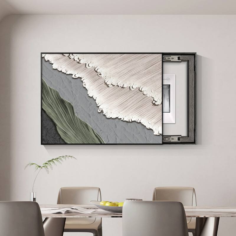 电表箱装饰画抽象海浪餐厅配电箱遮挡挂画肌理感电表盒免打孔壁画