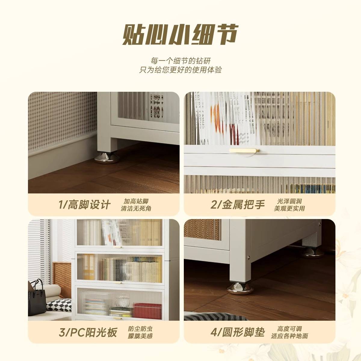 钢制书柜带门儿童书架防尘储物柜客厅展示柜铁艺卧室置物架收纳柜