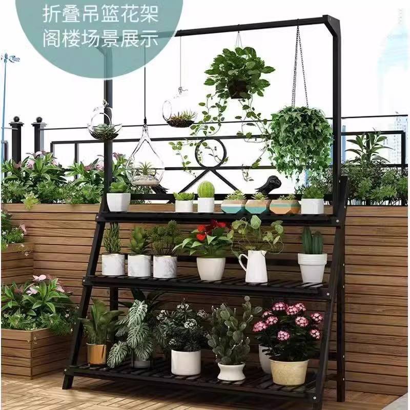 阳台实木花架客厅素感吊兰架多肉室外幼儿园盆景架置物架户外新品