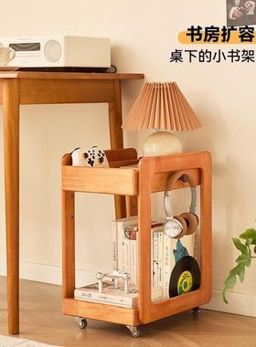 实木置物架客厅可移动卧室双床头柜物架客小厅杂储物层L5644置物