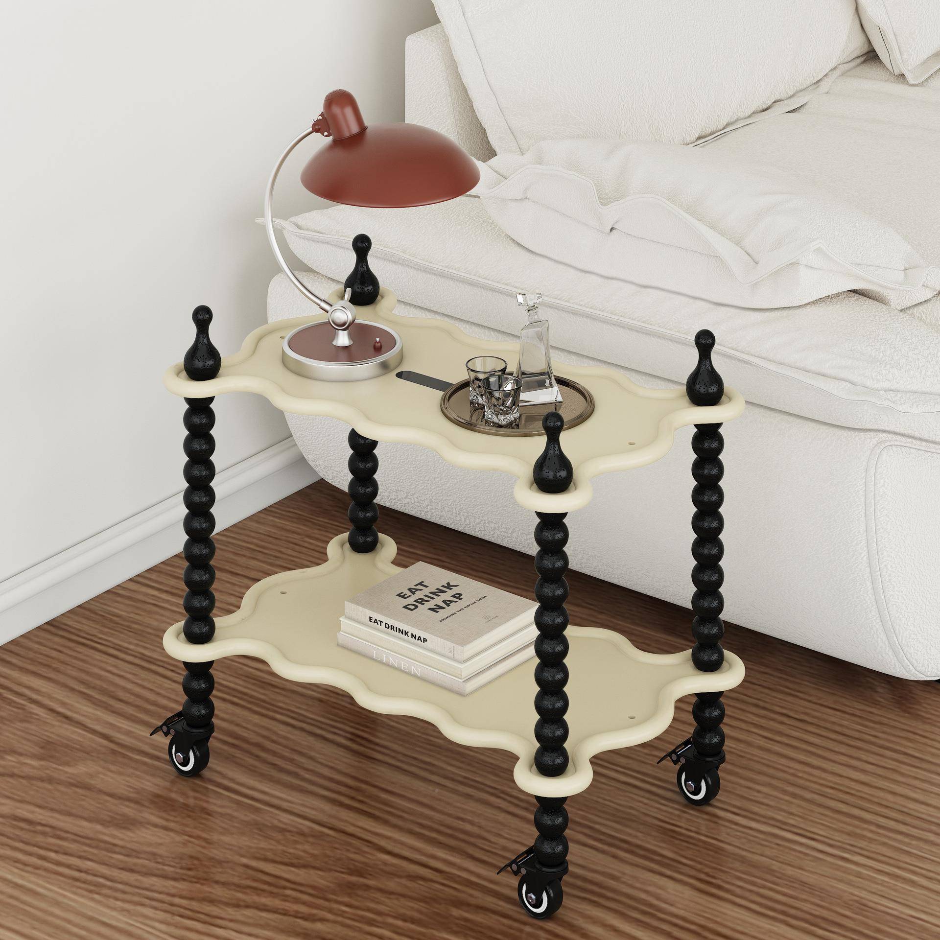 复古客厅可双层移动茶几角车几小推家用简约小型发沙边柜桌边收纳