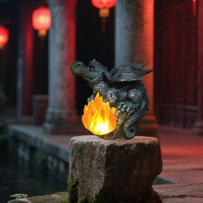 意亚马逊爆款庭院工艺品恐太太阳能恐阳能灯龙花园廊创装饰户外草