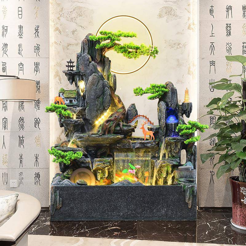 假山造流水喷泉鱼池循加ARK环水瀑布景湿器庭玄院阳台关招财水景