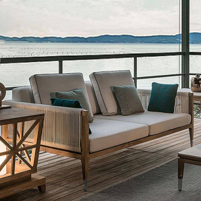 475户外柚木沙发别露天阳台闲实木沙发茶几组合休样板房藤编墅沙