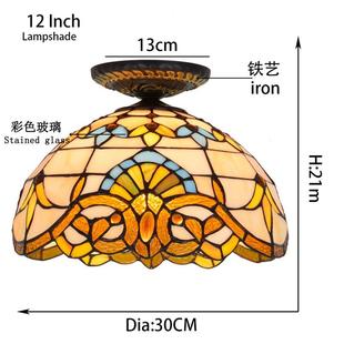 30C璃M蒂凡厅尼彩色玻古巴洛克餐卧室过复道走廊浴室吸顶OF灯具