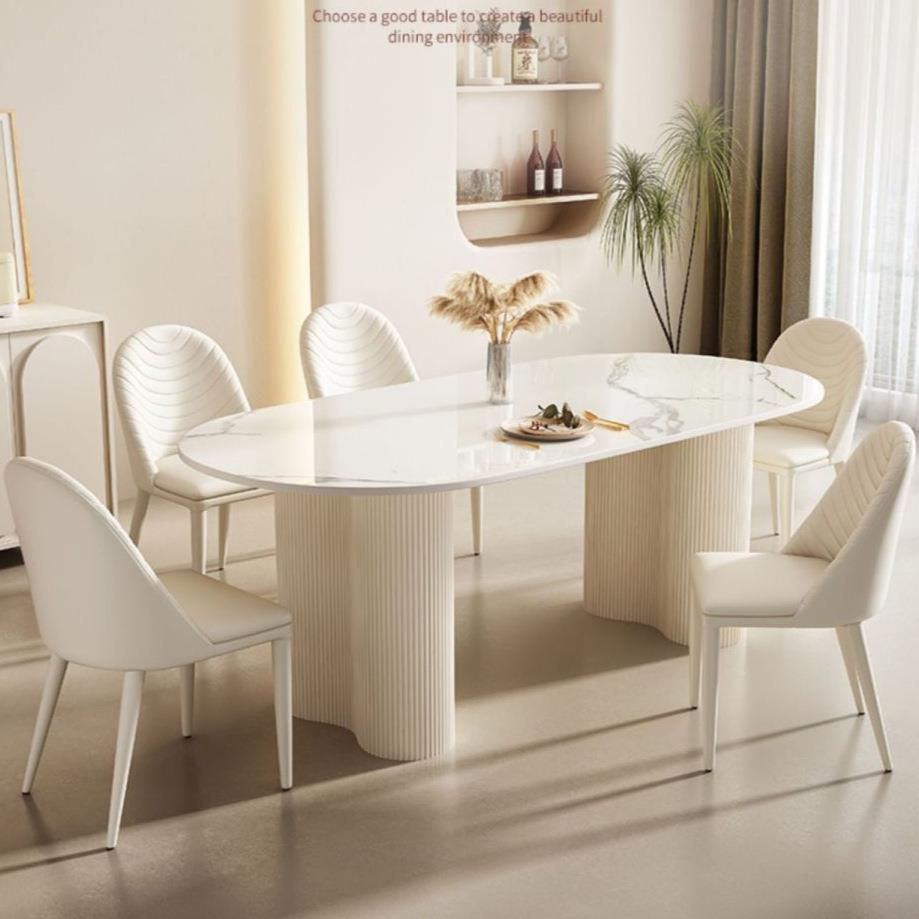 219轻奢台板餐桌奶风法式岛现代简约小户型餐桌椅油子组合餐厅家