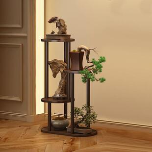 室层内落地实花架置物架家用仿客木厅中式古多客厅吊兰花无品牌/