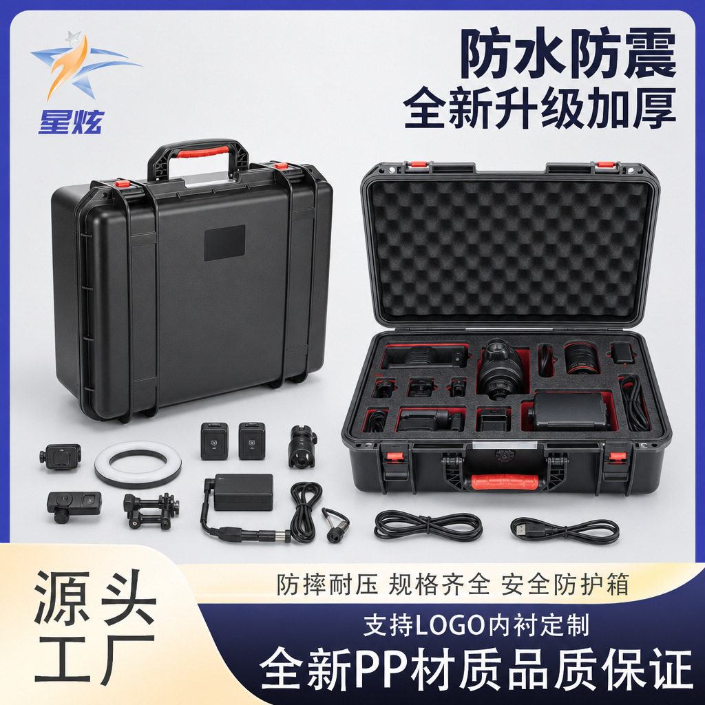 PP手提箱仪器设备箱防水防潮箱户外便携多功能塑料包装箱通用包装