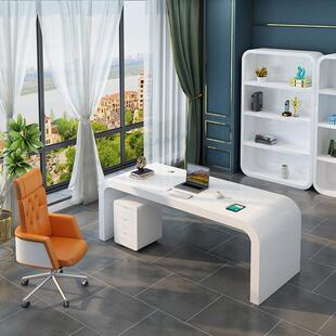 烤漆现老板桌简约询代大班台女总裁白桌经理桌色办公桌医FL-3816