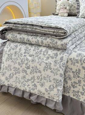 版花边盖款皱pxx100韩被皱纱夏四件套床可机洗夏季夏凉被春秋薄被