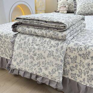 版花边盖款皱pxx100韩被皱纱夏四件套床可机洗夏季夏凉被春秋薄被