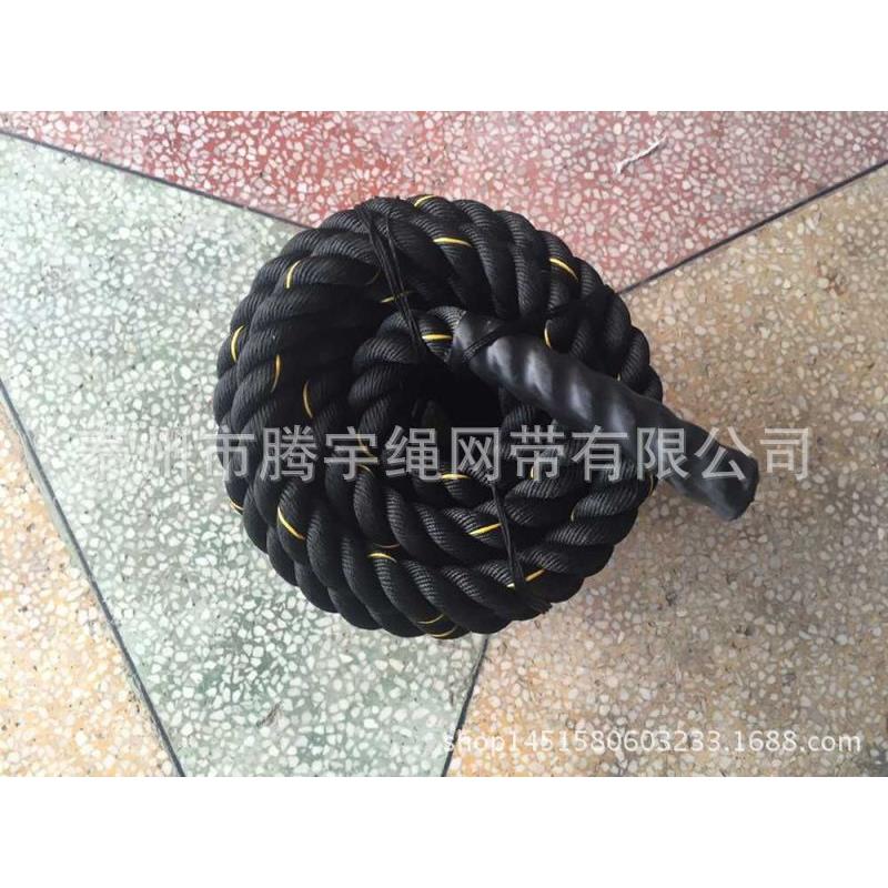 FC专体能训练绳MMA格斗绳黑色业身健粗绳U肌50mm*9米肉大绳力量绳