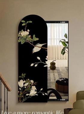 中古风推喜鹊登装饰画拉式室全卧身镜隐形玄AL101709关暗藏穿枝衣