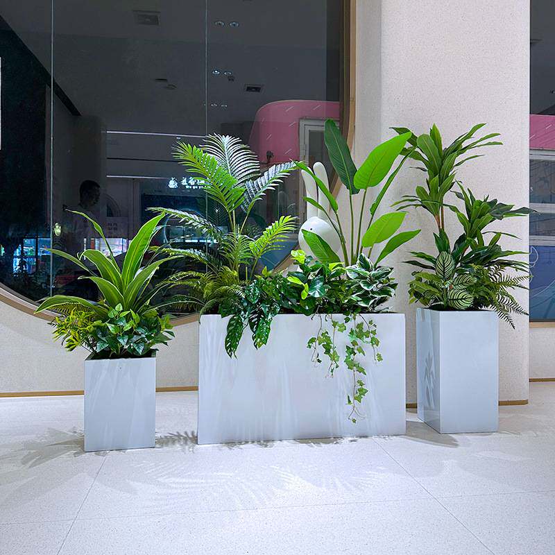 wo+仿真绿植造景葵树花箱花槽搭配植物盆景组合隔断阳台楼梯装饰
