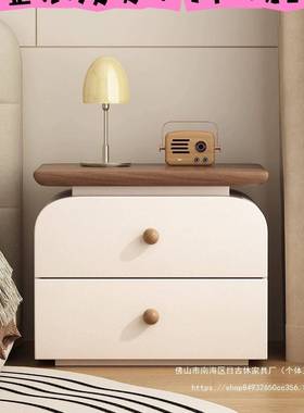 安装实木纳床柜中子古奶油CUO风意式极简小户型简约现头代卧室柜