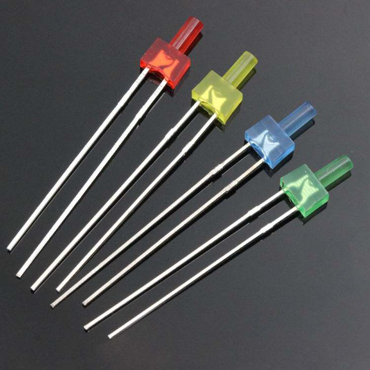 发光二极管2MM高平头带色长脚led灯珠 红蓝黄光普绿色直插LED灯珠