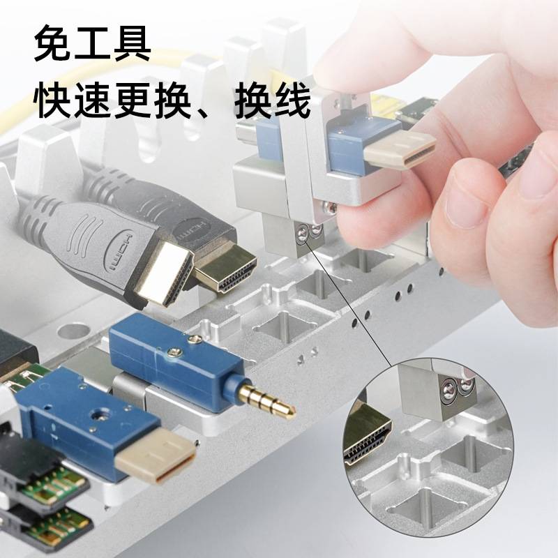 虎连直供自动化治具高寿命高直通率快拆快换HDMI测试转接头