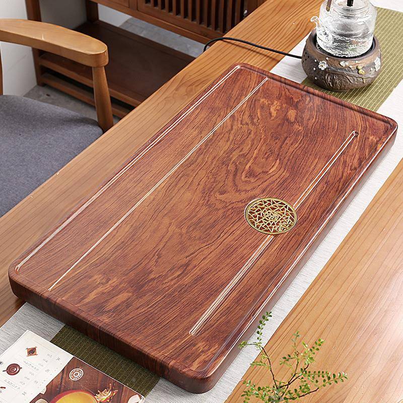 花木茶盘家用实木整室块原木新款小iDRmp7ss型排水式办公梨盘茶托
