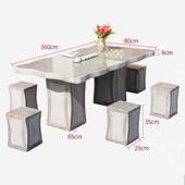 户外大套石头石桌石凳岩庭理院花园一公园天然花岗家用桌ZG 73759