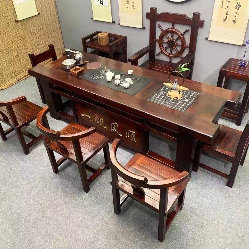 老船木桌椅组合茶几简约端茶套装一187体实具木泡茶台高新中式家茶用