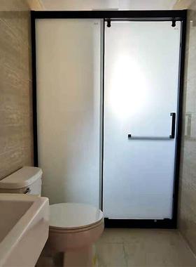 房6wp现做型黑色一字淋浴钢化玻璃浴249房浴室隔断移门风简屏易洗