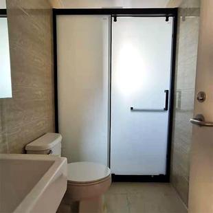 房6wp现做型黑色一字淋浴钢化玻璃浴249房浴室隔断移门风简屏易洗