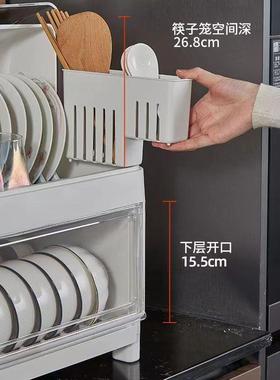 双层碗带盖透气架防XKX尘放碗筷子置物架筷沥水架多功能碗防虫盘