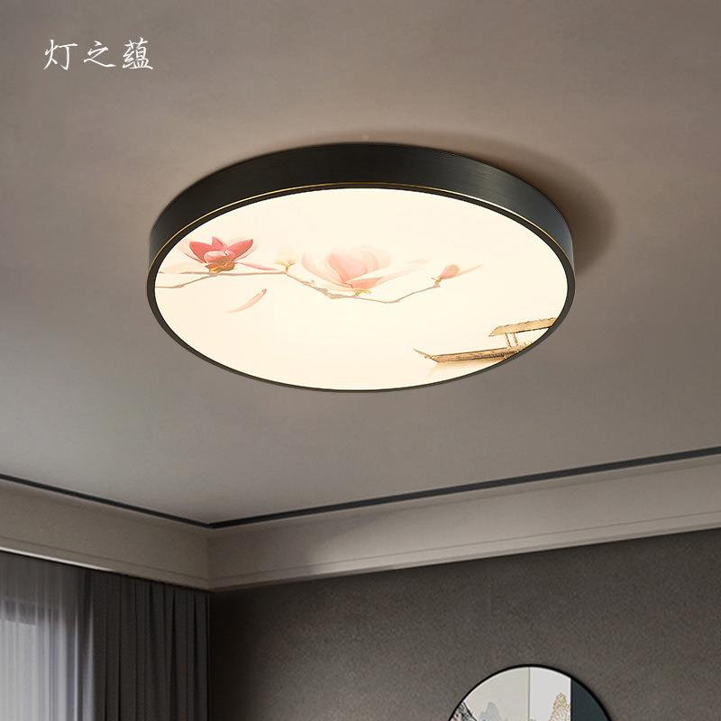 灯之代中式简约全铜8849书吸现顶灯新中式圆形led灯阳台房卧室蕴