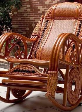 天然真藤椅摇椅27481大躺椅老人藤编懒人椅实阳台家用人休闲结藤