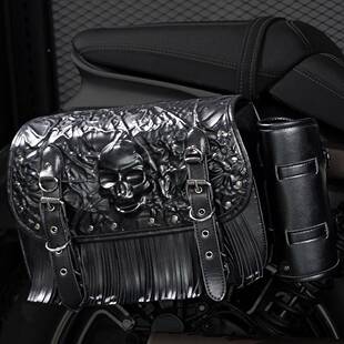 PU皮撞色拼接雷子巡航侧边包个性复古朋哈FBG414BK跨克机太车改装