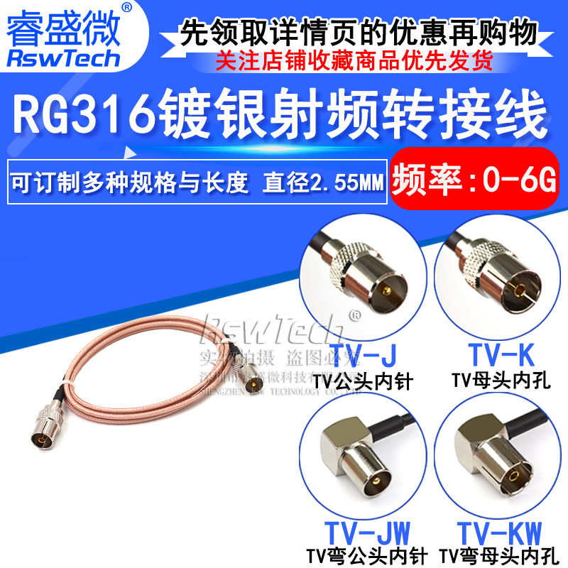 家用数字有线电视信号线高清机顶盒有线闭路线F英制TV转F头