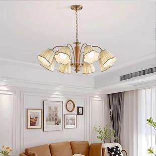 法式 网红中古vintage餐厅卧室实木灯 奶油风客厅吊灯轻奢复古美式