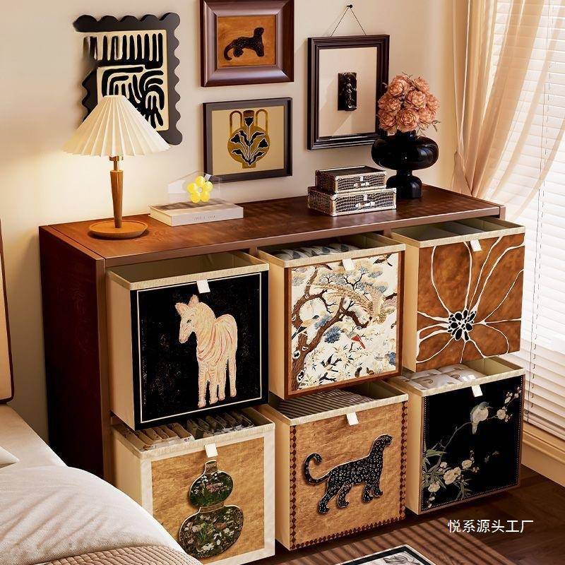 中古风收纳箱抽屉整理盒衣柜收纳分层大容量折叠收悦系