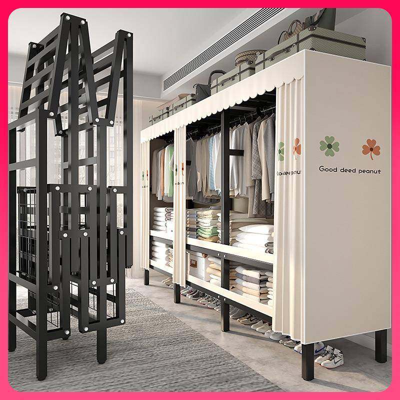 G3YN免安装折叠简易布衣柜家用卧室出租房结实全钢架加粗加厚新款