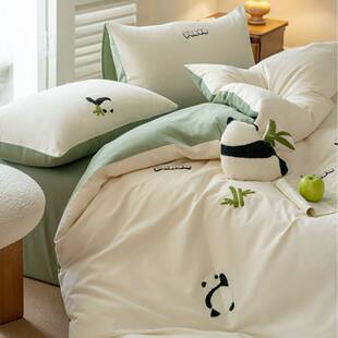 可爱卡通100s毛巾绣全棉纯棉磨毛四件套加厚保暖秋冬床单被套床笠