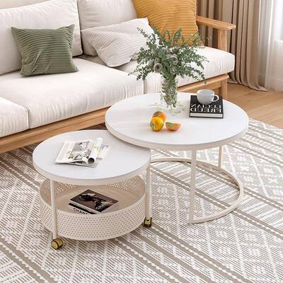 岩板茶几可移动网红轻奢现代简约小户型奶油风客厅家用圆形茶几桌
