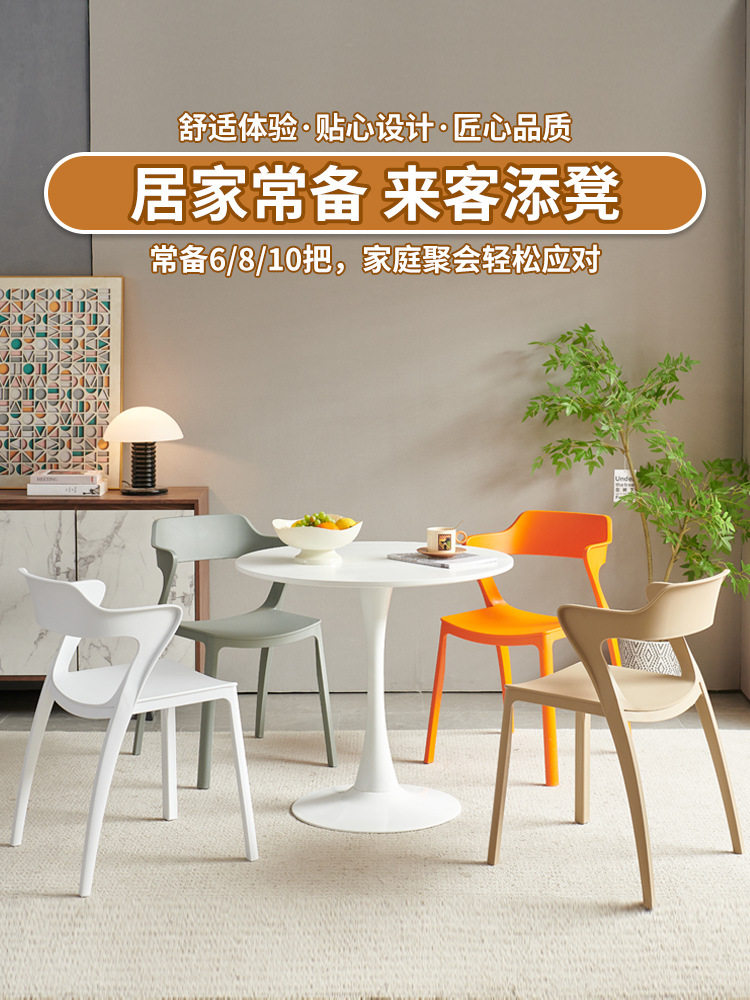 塑料椅子加厚家用靠背椅子可叠放商用餐厅环保防滑椅休闲椅餐桌椅