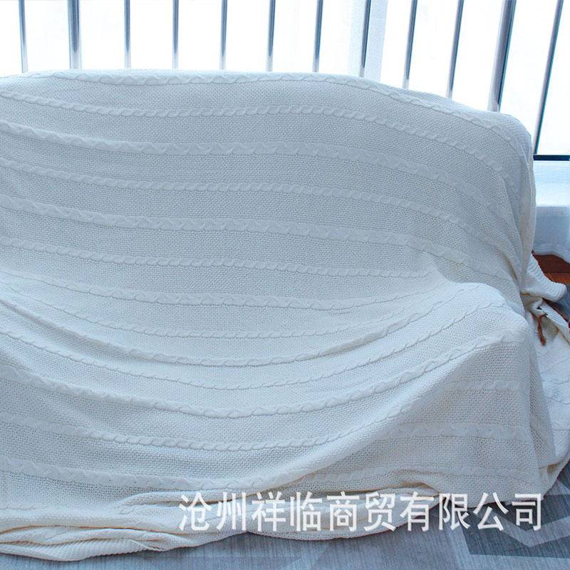 针织麻花图案毯毛毯针织毯毛线毯子沙发盖毯流苏毯子床榻