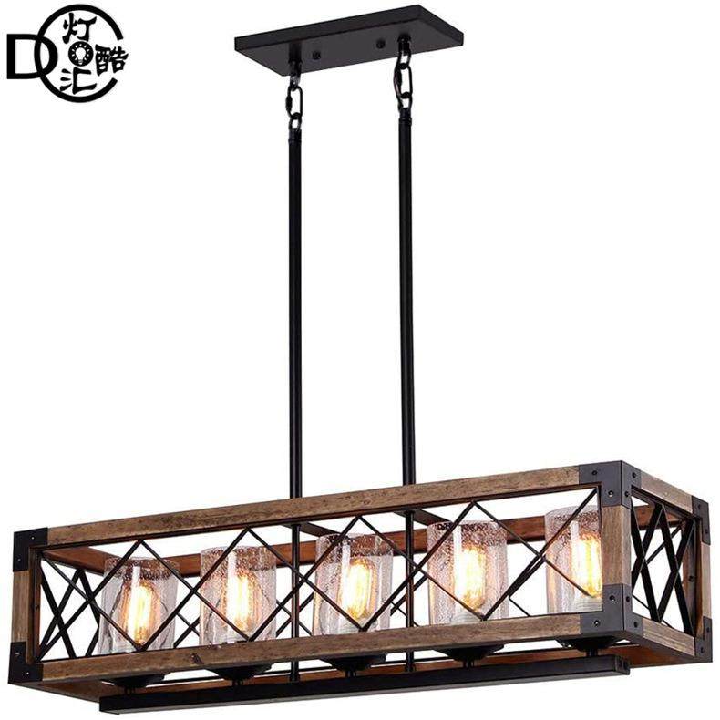跨境爆款亚马逊美式乡村吧台餐厅铁艺吊灯创意工业风长方形灯具,家装灯饰光源,智能吊灯,淘宝优惠券,粉丝福利购,淘宝优惠卷