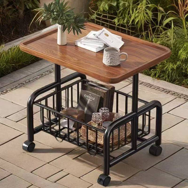 沙发边几可移动客厅小推车置物架带轮奶油风小茶几家用简易小桌子