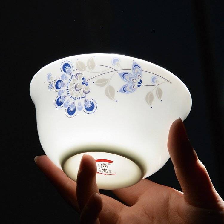 唐惠骨瓷TH-6414  孔雀花 14头中式碗盘釉上彩  碗碟套装家用饭碗