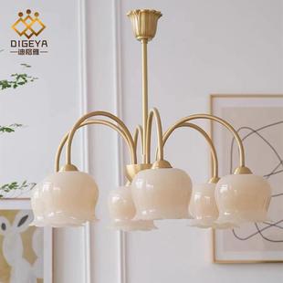 现代法式 全铜简约奶油铃兰卧室吊灯衣帽间客厅餐厅吊灯 美式