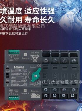 毫秒级双电源自动转换开关切换不断电2p125A3p4p220v家用32A80A