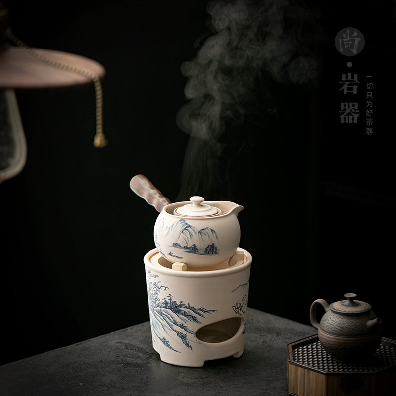 复古白色侧把壶带过滤单壶围炉煮茶全套泡茶器复古罐罐茶煮茶器