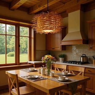 吊灯中山灯具创意手工编织藤艺鸟巢民俗农家乐日式 吊灯 东南亚风格