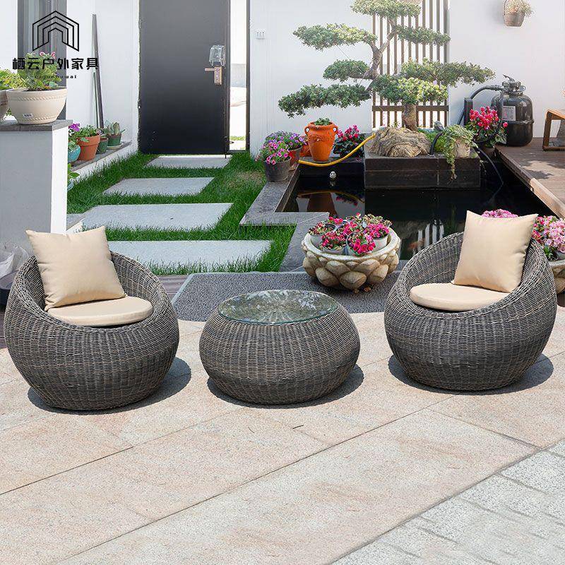户外藤编沙发组合阳台室外休闲藤椅小沙发庭院花园仿藤制家具组合