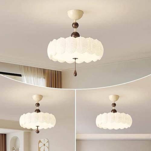 全光谱法式卧室灯半吸顶灯中古奶油风灯简约主卧房间灯衣帽间灯具