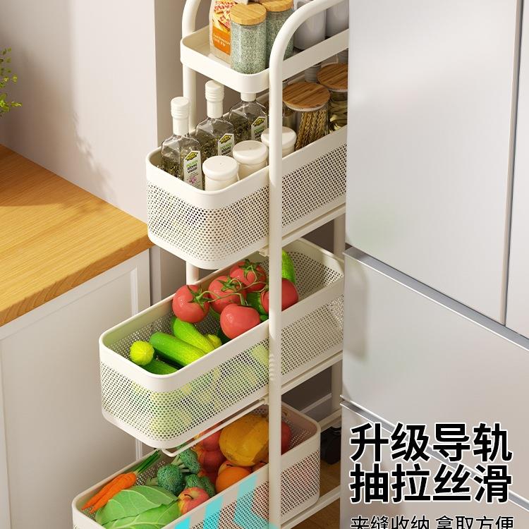 隙厨房置物架落地窄柜缝家用卫间厕所箱侧夹缝小推F976S99T冰车生