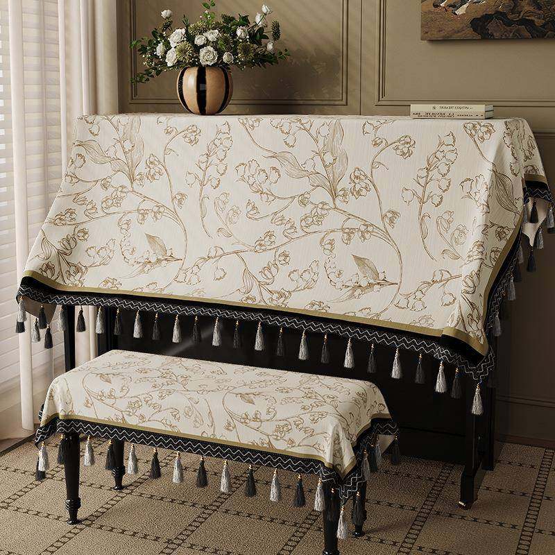 钢琴盖布琴凳〃美式S保遮灰盖巾全罩防尘罩半罩用通用电钢琴琴顶