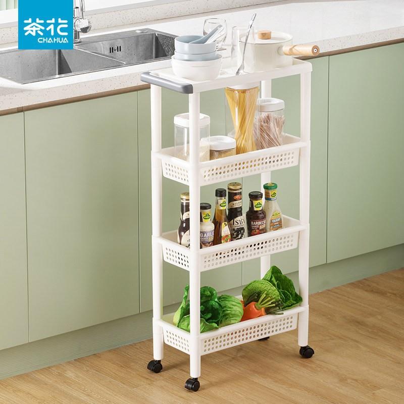 百17、纳厨房置物小架窄边落地家用车婴儿可移动手推带书轮架收纳